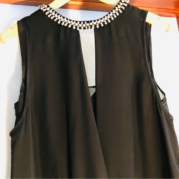 Rebecca Taylor Black Silk Rhinestone Top - Size 2 / Blouse - Picture 3 of 14